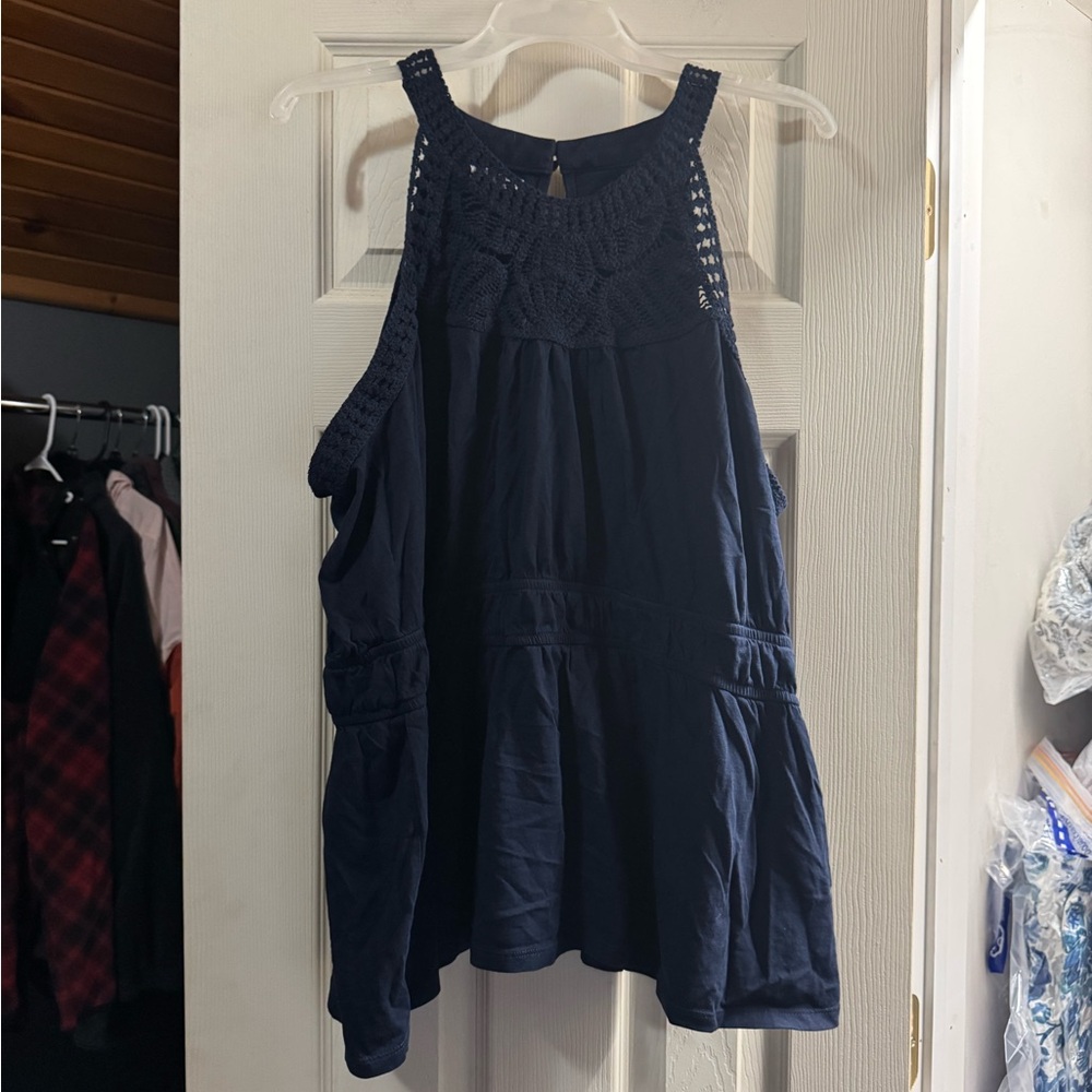 Maurices Dark Blue Crochet Detail Top